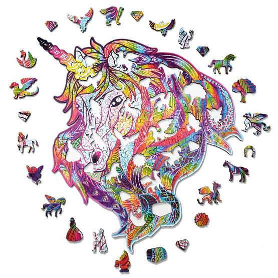 Puzzle en bois coloré - licorne