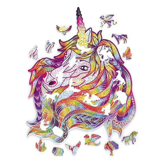 Puzzle en bois coloré - licorne