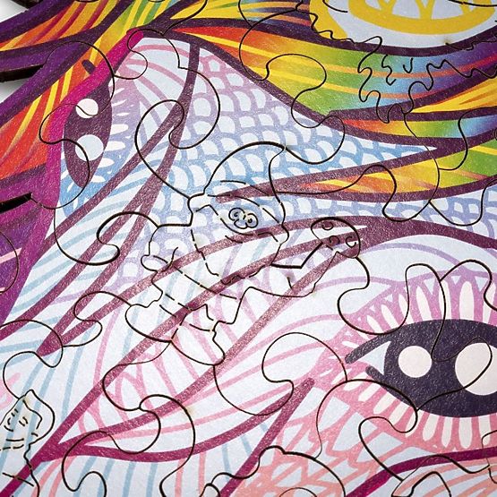 Puzzle en bois coloré - licorne