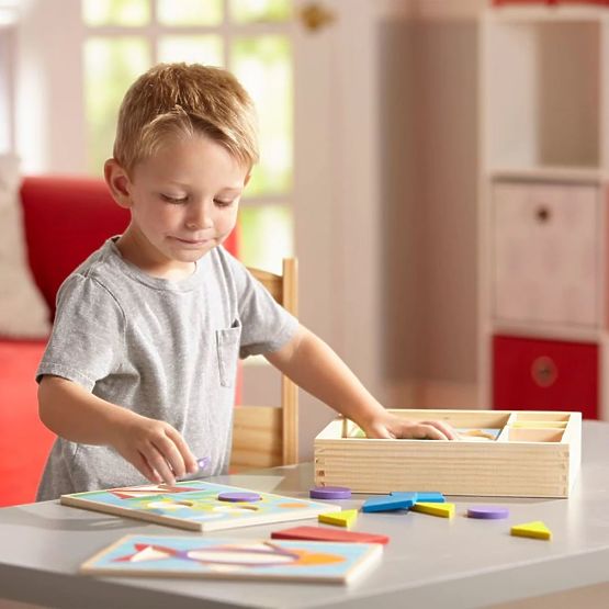 Puzzle en bois - Mosaïque - couleurs et formes