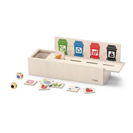 Puzzle en bois pour apprendre le tri des déchets
