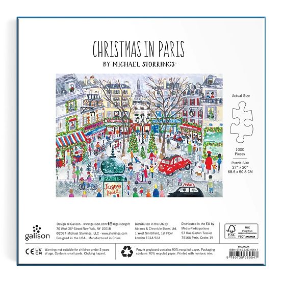 Puzzle en feuille de Michael Storrings Noël à Paris 1000 pièces