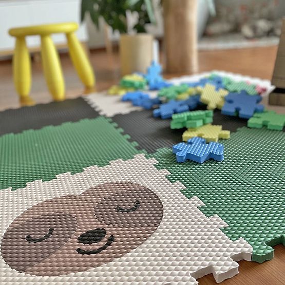 Puzzle en mousse 9 pièces - paresseux et arc-en-ciel