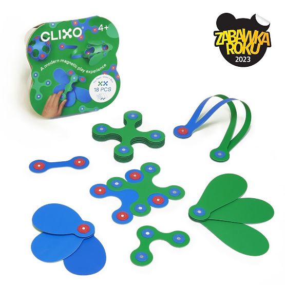 Puzzle magnétique Clixo Itsy, Vert-Bleu