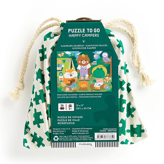 Puzzle Mudpuppy Joyeux campeurs dans un sac en tissu 36 pièces