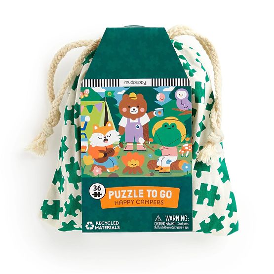 Puzzle Mudpuppy Joyeux campeurs dans un sac en tissu 36 pièces