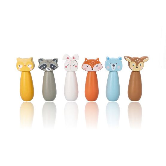 Quilles en bois animaux de la forêt