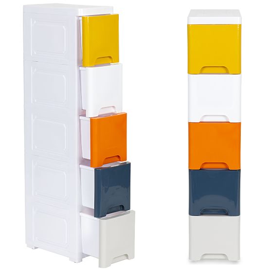 Étagère avec 5 tiroirs coulissants sur roulettes ModernHome