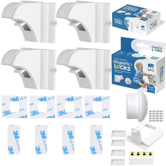 Serrures magnétiques SIPO pour armoires et tiroirs - 4 pièces