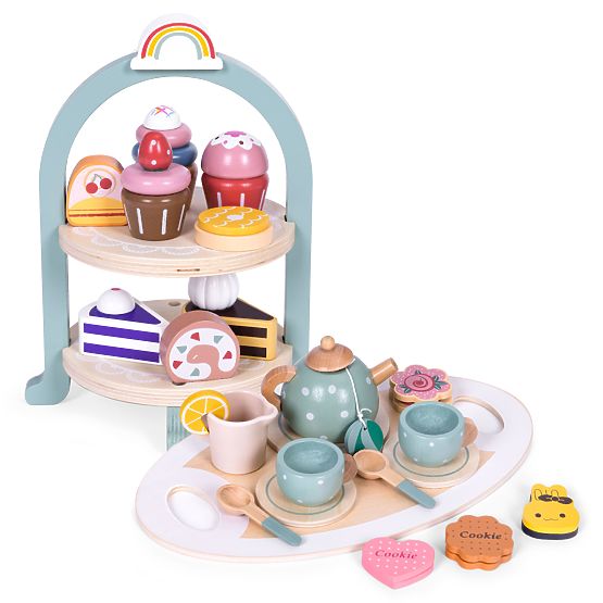 Service à thé et café avec friandises tasses théière plateau ECOTOYS