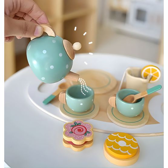 Service à thé et café avec friandises tasses théière plateau ECOTOYS