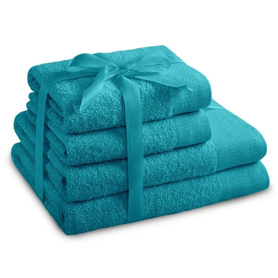 Serviette AMARI - AMELIAHOME couleur turquoise style classique 2*70x140+2*50x100 AmeliaHome