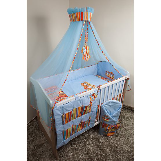 Set literie à lit bébé 120x90cm Flowers bleu