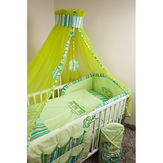 Set literie à lit bébé 120x90cm Flowers vert