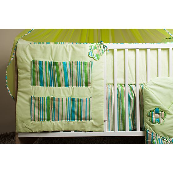 Set literie à lit bébé 120x90cm Flowers vert