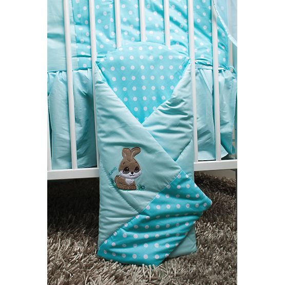 Set literie à lit bébé 120x90cm Rabbit turquoise