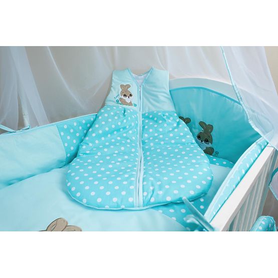 Set literie à lit bébé 120x90cm Rabbit turquoise