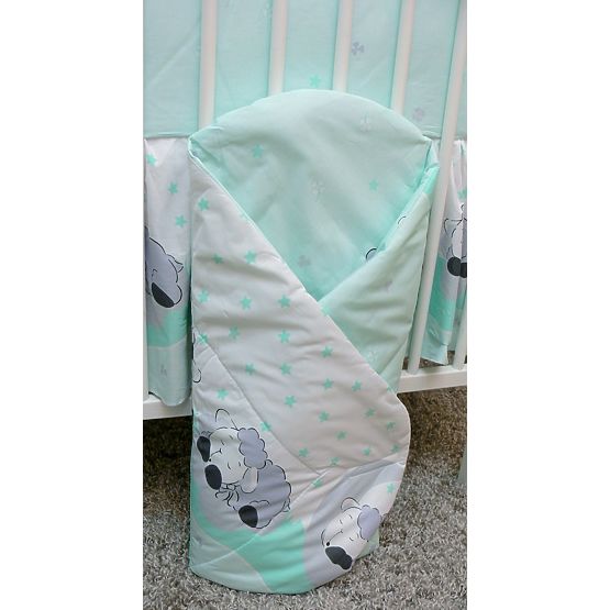 Set literie à lit bébé 135x100cm agneau menthe
