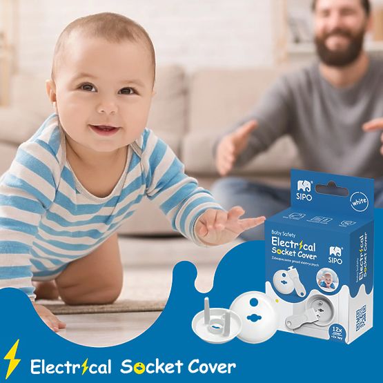 SIPO Housses de protection pour prises électriques, blanc - 12 pcs