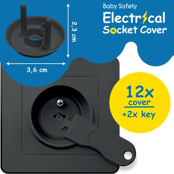 SIPO Housses de protection pour prises électriques, noir - 12 pcs