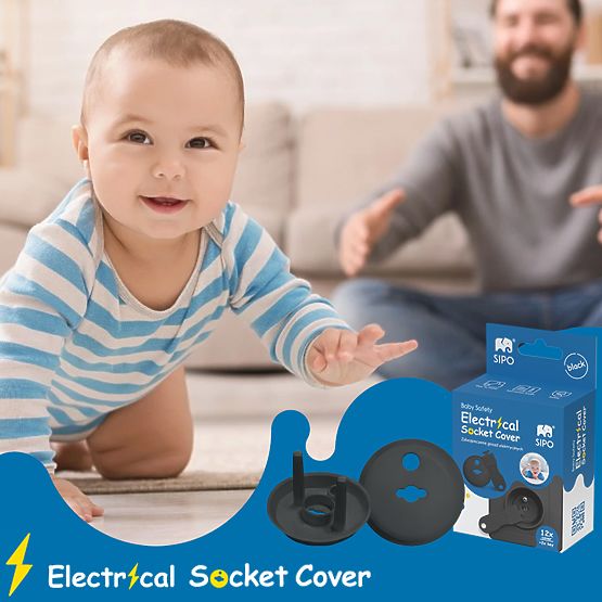 SIPO Housses de protection pour prises électriques, noir - 12 pcs