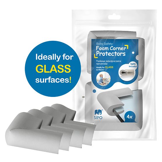 SIPO Protections d'angle en mousse pour surfaces vitrées, gris - 4 pcs