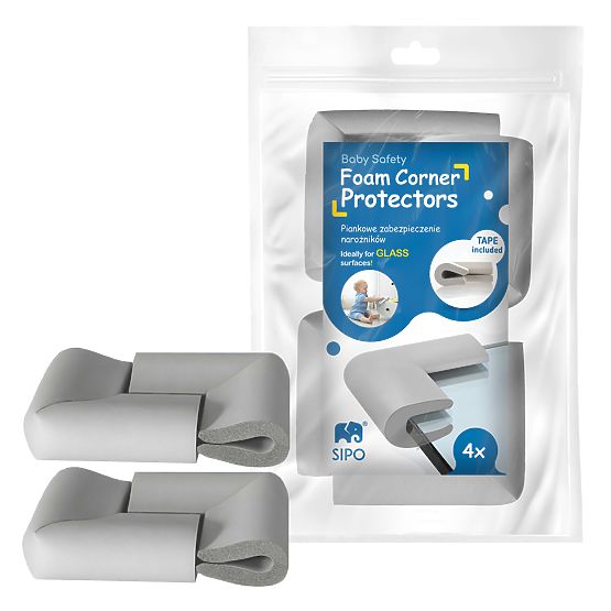 SIPO Protections d'angle en mousse pour surfaces vitrées, gris - 4 pcs