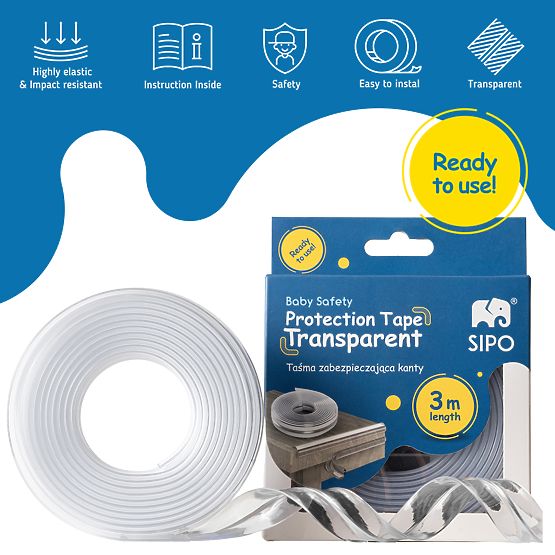 SIPO Bande de protection pour les bords de meubles, transparente - 1 pièce