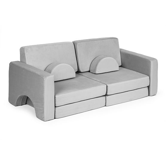Canapé modulaire pliable pour enfants grand 2 places DIY 10 coussins doux - gris ECOTOYS