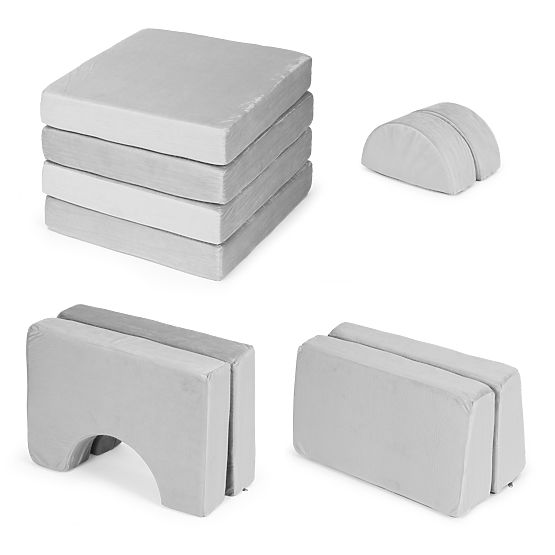 Canapé modulaire pliable pour enfants grand 2 places DIY 10 coussins doux - gris ECOTOYS