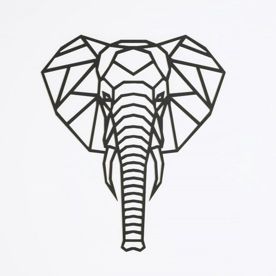 Tableau géométrique en bois - Éléphant - différentes couleurs Couleur: noire