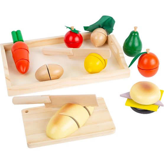 small foot Aliments en bois à découper petit déjeuner - emballage endommagé
