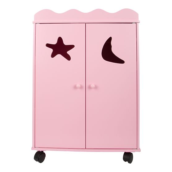 small foot Armoire en bois pour poupées rose