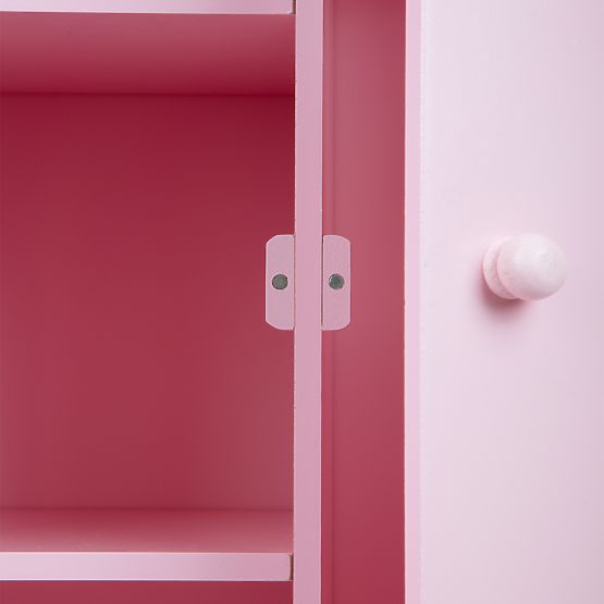 small foot Armoire en bois pour poupées rose