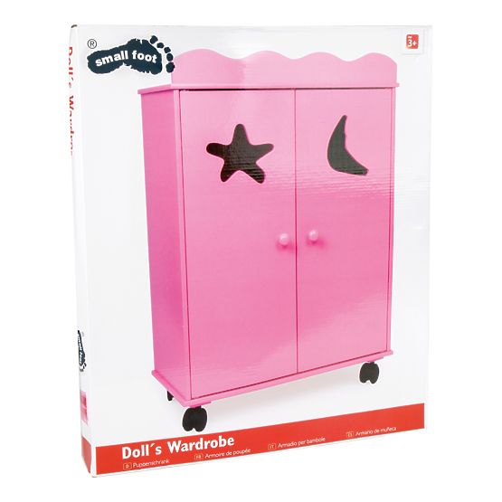 small foot Armoire en bois pour poupées rose
