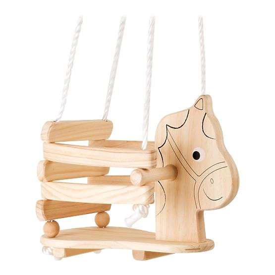 small foot Balançoire en bois cheval peint