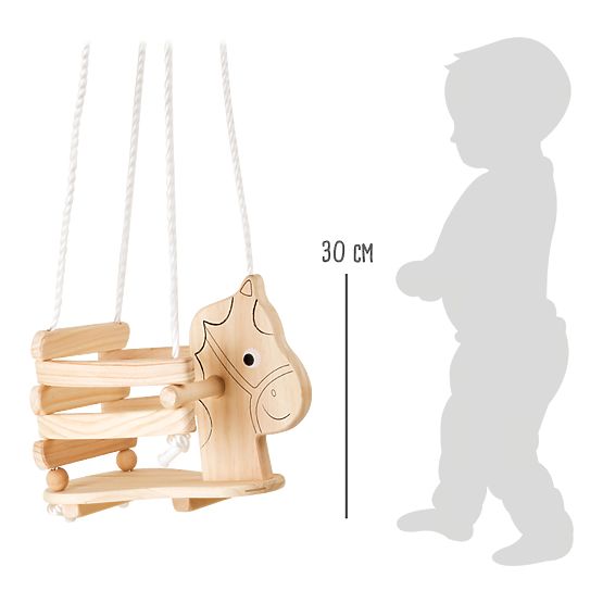small foot Balançoire en bois cheval peint
