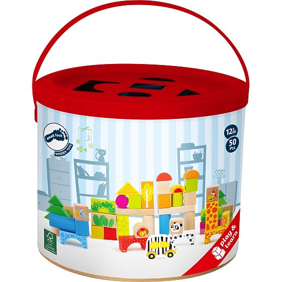 small foot Blocs de construction en bois zoo 50 pcs