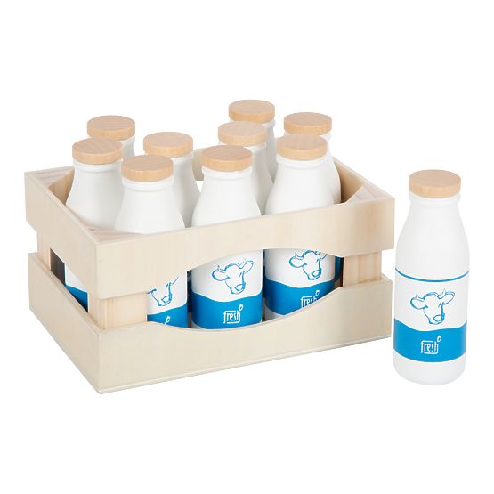 small foot Caisse en bois avec bouteilles de lait Fresh