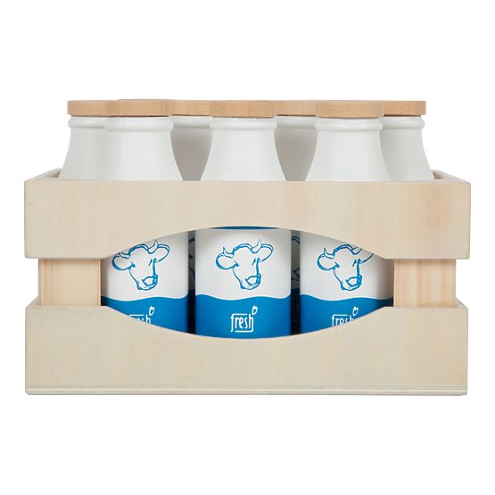 small foot Caisse en bois avec bouteilles de lait Fresh