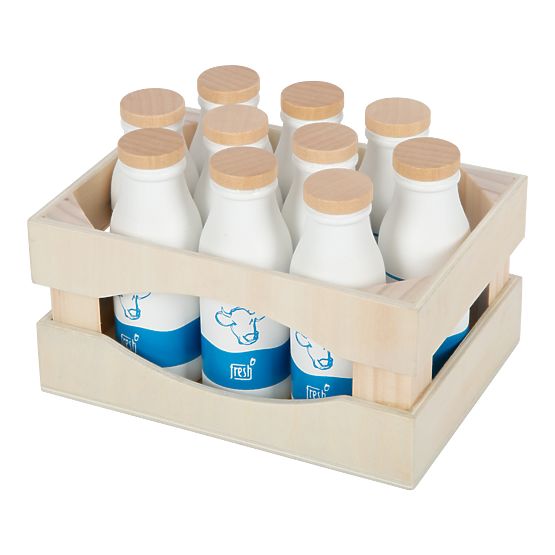 small foot Caisse en bois avec bouteilles de lait Fresh