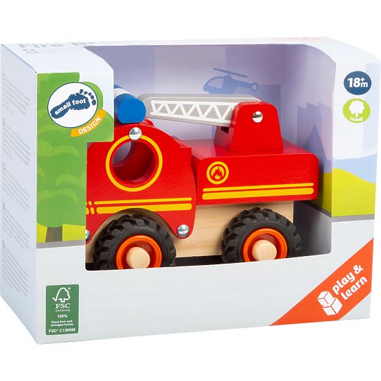 small foot Camion de pompiers en bois avec échelle