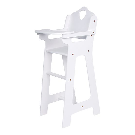 small foot Chaise haute en bois pour poupées blanche