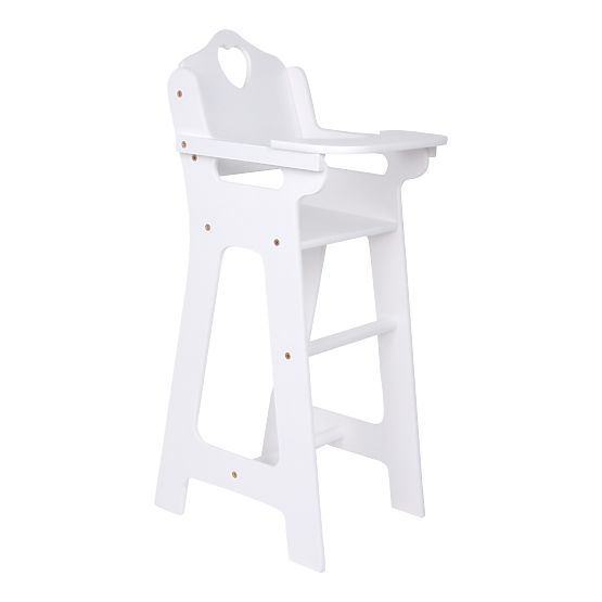small foot Chaise haute en bois pour poupées blanche