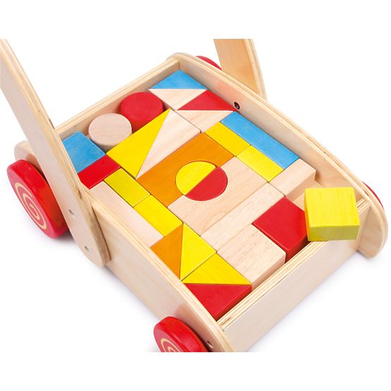 small foot Chariot de marche en bois avec cubes