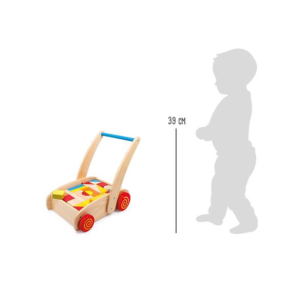 small foot Chariot de marche en bois avec cubes