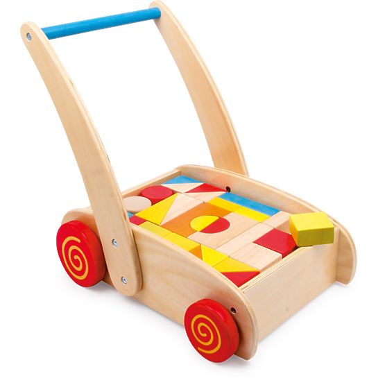 small foot Chariot de marche en bois avec cubes