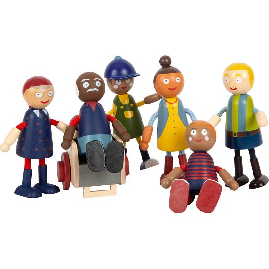 small foot Figurines en bois famille avec fauteuil roulant