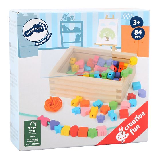 Small Foot Formes de perles à enfiler en bois dans une boîte