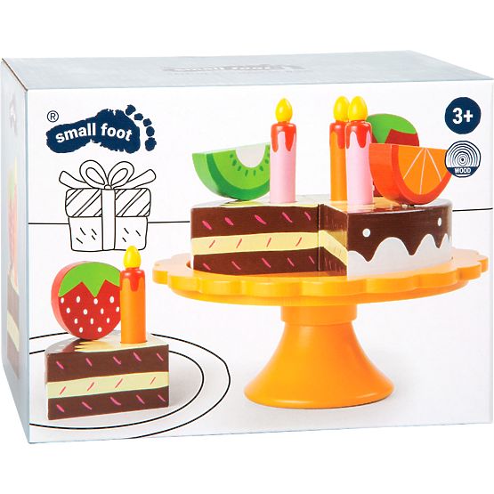 small foot Gâteau d'anniversaire en bois avec fruits
